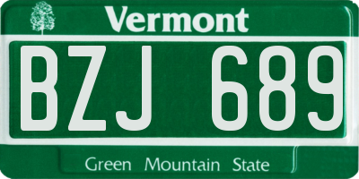 VT license plate BZJ689