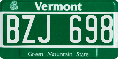 VT license plate BZJ698