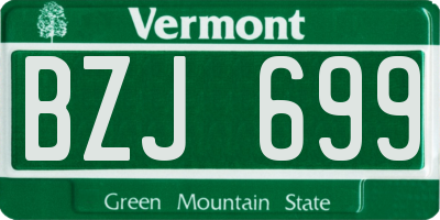 VT license plate BZJ699