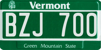 VT license plate BZJ700