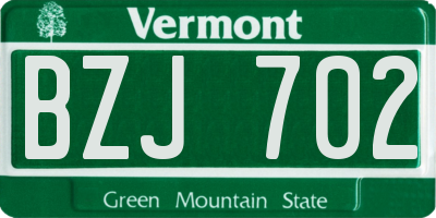 VT license plate BZJ702
