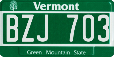 VT license plate BZJ703