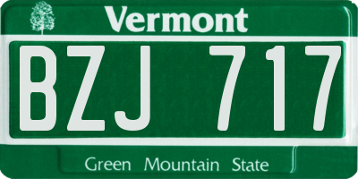 VT license plate BZJ717