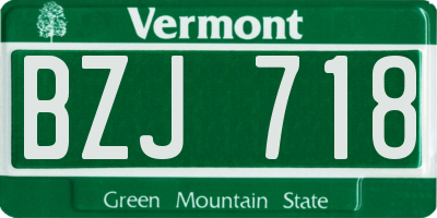 VT license plate BZJ718
