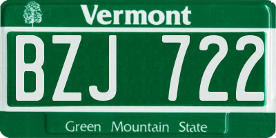 VT license plate BZJ722