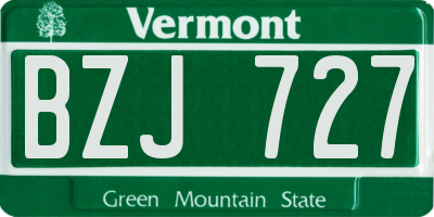 VT license plate BZJ727