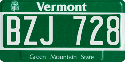 VT license plate BZJ728