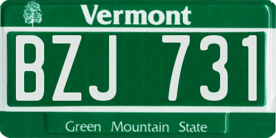 VT license plate BZJ731