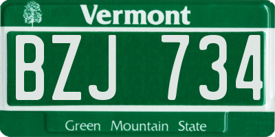 VT license plate BZJ734