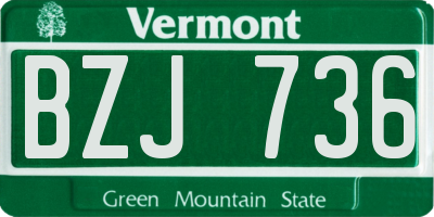 VT license plate BZJ736