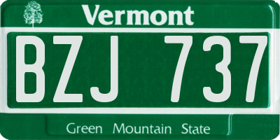 VT license plate BZJ737