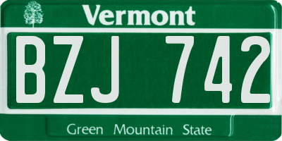 VT license plate BZJ742