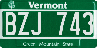VT license plate BZJ743