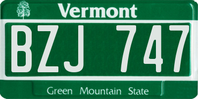 VT license plate BZJ747