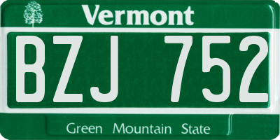 VT license plate BZJ752
