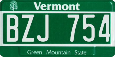 VT license plate BZJ754