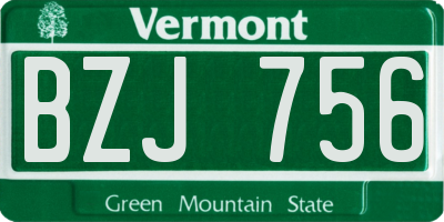 VT license plate BZJ756