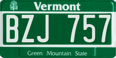 VT license plate BZJ757