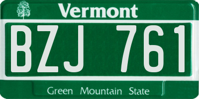 VT license plate BZJ761