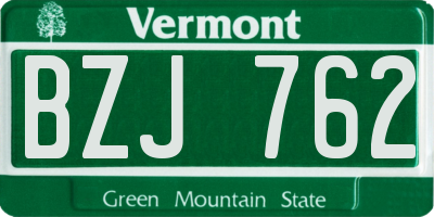 VT license plate BZJ762