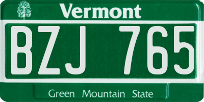 VT license plate BZJ765