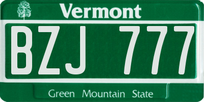 VT license plate BZJ777