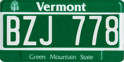 VT license plate BZJ778