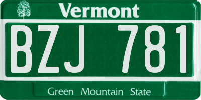 VT license plate BZJ781