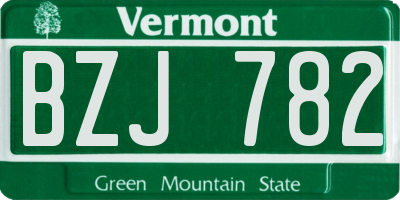 VT license plate BZJ782