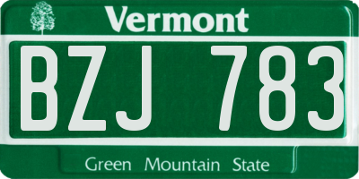VT license plate BZJ783