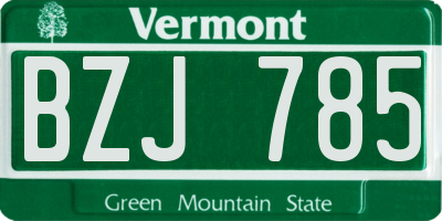 VT license plate BZJ785