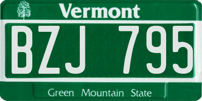 VT license plate BZJ795