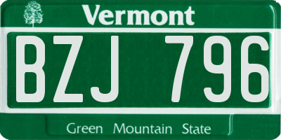 VT license plate BZJ796