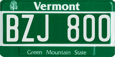 VT license plate BZJ800