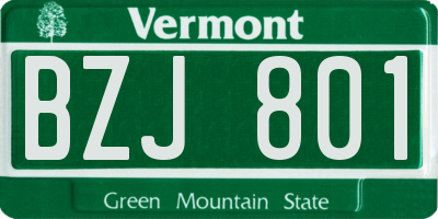 VT license plate BZJ801
