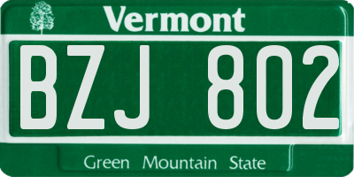 VT license plate BZJ802