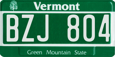 VT license plate BZJ804