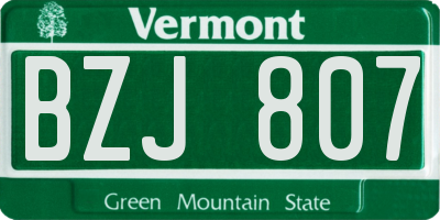 VT license plate BZJ807