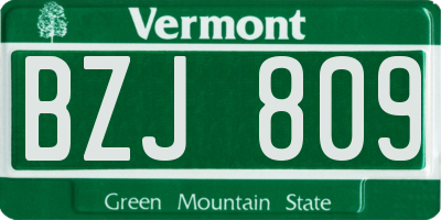 VT license plate BZJ809