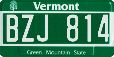 VT license plate BZJ814
