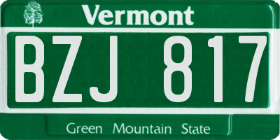 VT license plate BZJ817