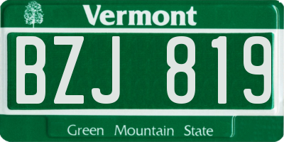 VT license plate BZJ819