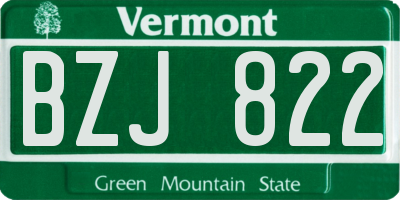 VT license plate BZJ822