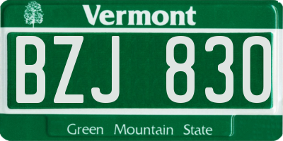 VT license plate BZJ830