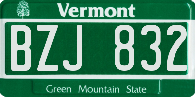 VT license plate BZJ832