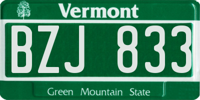 VT license plate BZJ833