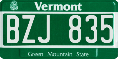 VT license plate BZJ835