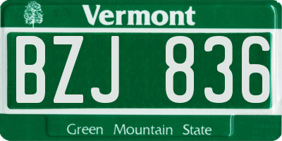 VT license plate BZJ836
