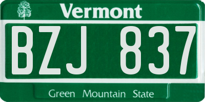VT license plate BZJ837