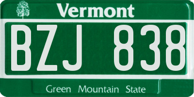 VT license plate BZJ838